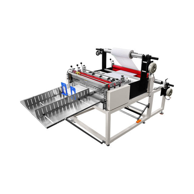 J&oacute; feszess&eacute;gű pap&iacute;r/polif&oacute;lia/nem sz&ouml;v&ouml;tt sz&ouml;vet tekercsből lapra v&aacute;g&oacute;g&eacute;p, hideg lamin&aacute;l&oacute; v&aacute;g&oacute; elektromosan
